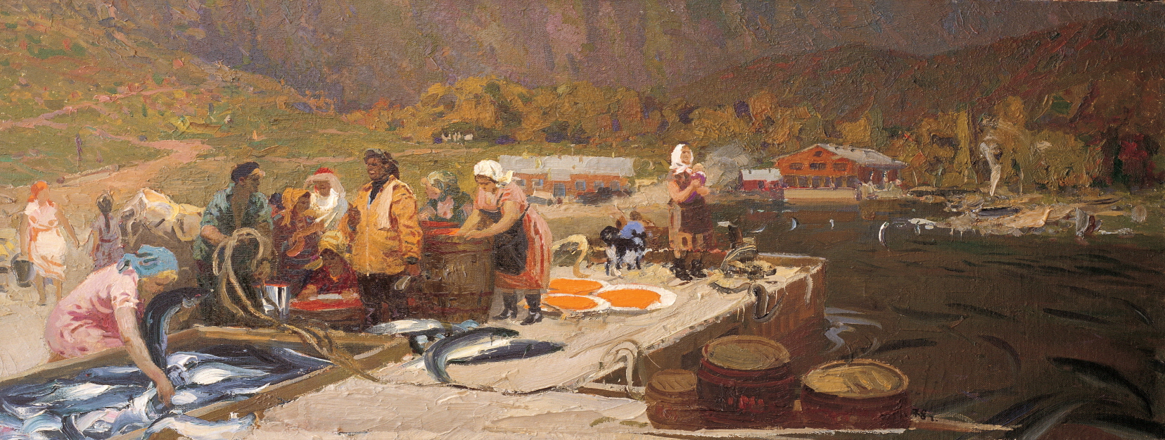 Kalinino Villege (Yuzhno-Sakhalinskaya), 1978, Oil on canvas, 36×94.5cm