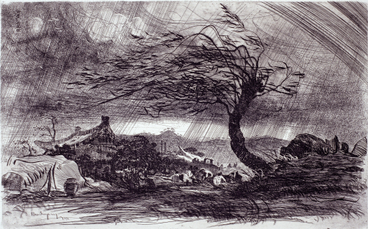 Wind, 1959, Etching, 40×63.8cm