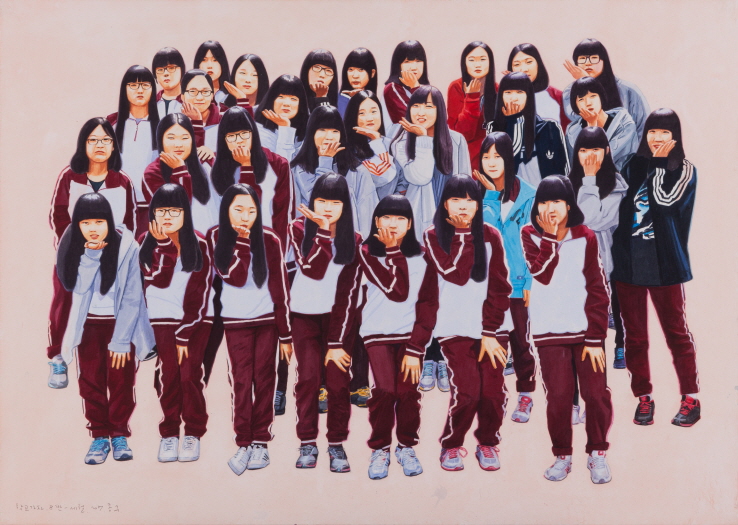 Let's Go to School, Class 8 - Sewol, 2017, Acrylic on Hanji, 65x91cm