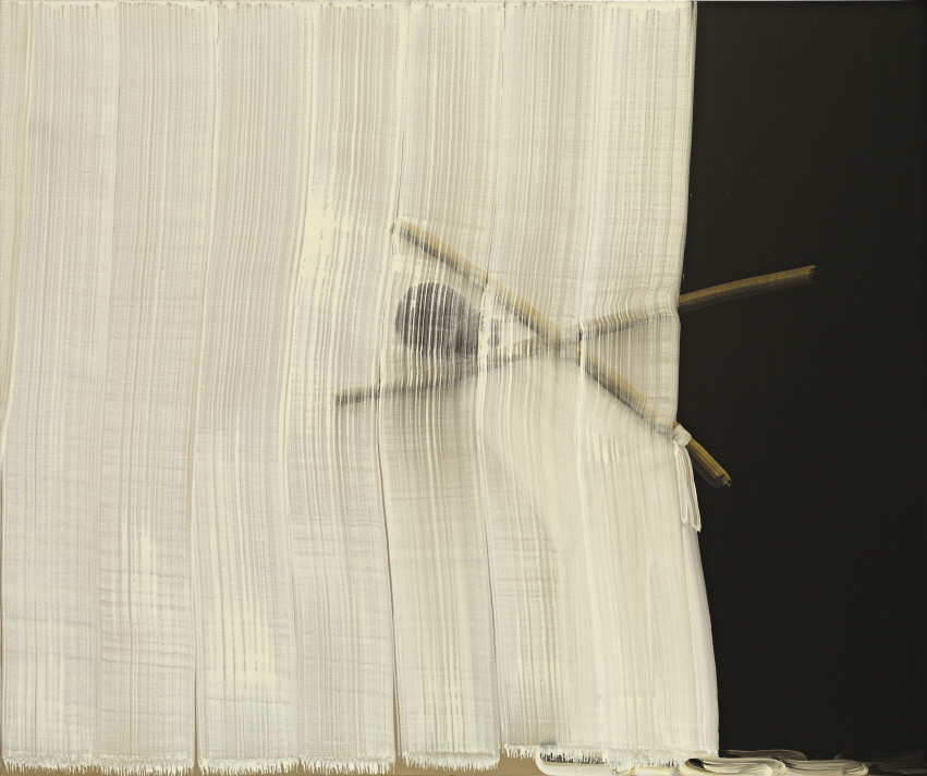 SONG Hyun-sook, 7 Brushstrokes Over Figure, 2013, Tempera on canvas, 150x170cm