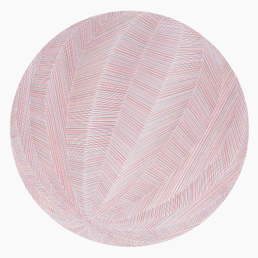 Linear Sphere, 2019, Colored pencil on canvas, 110x110cm