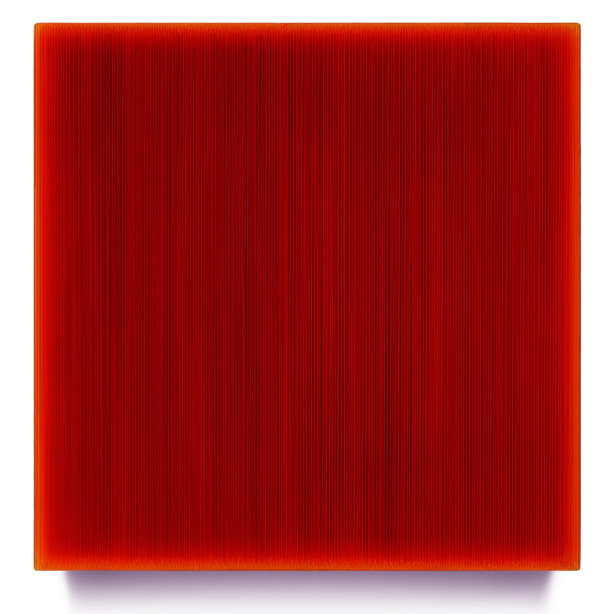 KIM Hyunsik, Who Likes B Deep Red? 2019, Acrylic on epoxy resin, wooden frame, 54(h)x54x7cm
