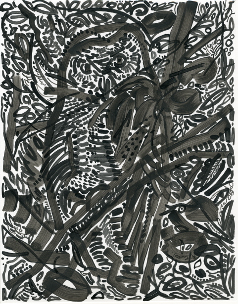 PARK Gwangsoo, The Owl\'s Tree, 2018, Acrylic on paper, 25.5x30.5cm