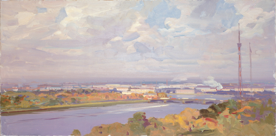 Scenery of Malaya Nevka, 1966, Oil on canvas, 66.5×133.5cm