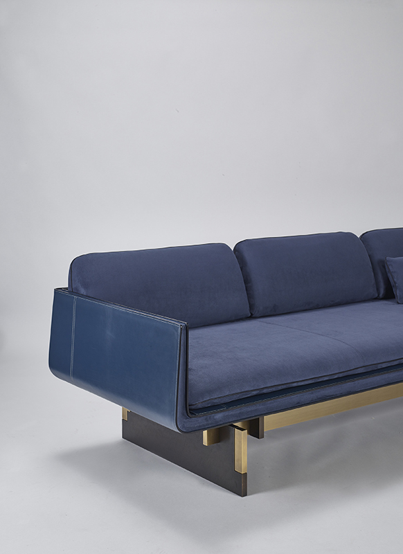 Indigo_sofa, 2016, Leather, bronze, 232x83x73cm, Manufactured by PROMEMORIA, Photo by Daniele Cortese