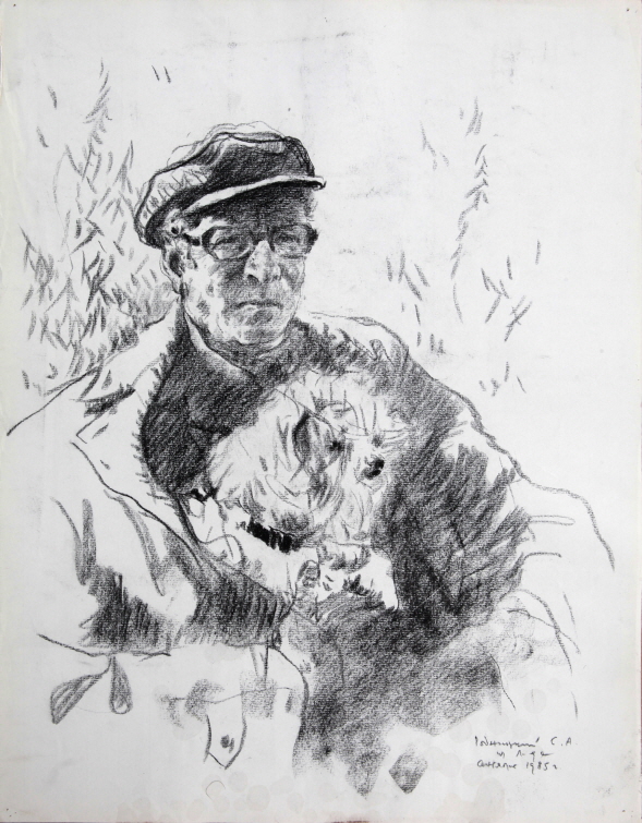 Artist Semen Aronovich Rotnitski, 1983, Charcoal on paper, 63×49cm