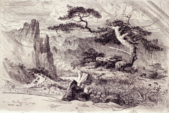 Kumgang Mountain, 1958, Etching, 23.3×35.3cm