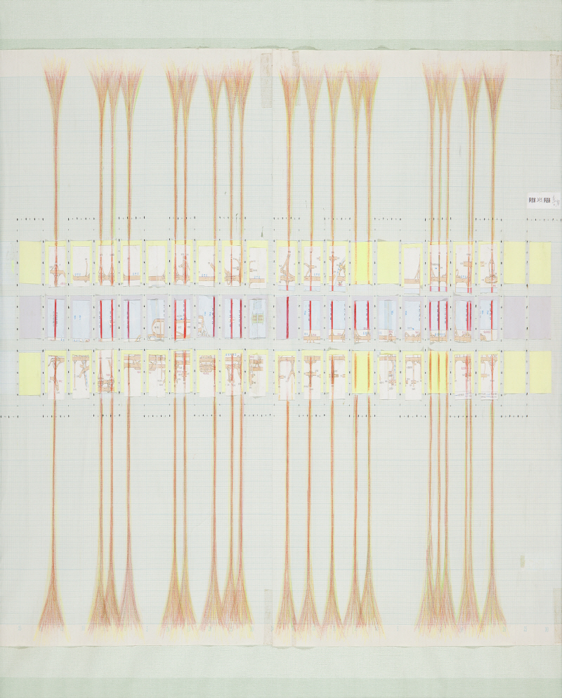 Dreamer J's Road of Sleepwalking, 1998, Printing of Han river, color pencil on paper, 63.1x132.7cm