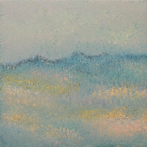 From a Distance, 2019, Ottchil(Korean lacquer), hemp cloth on wood, 20x20cm