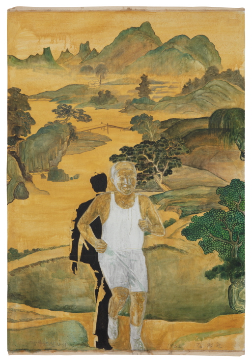KIM Jungheun, Pursuit of Happiness, 1982, Acrylic on unstretched canvas, 200x136cm