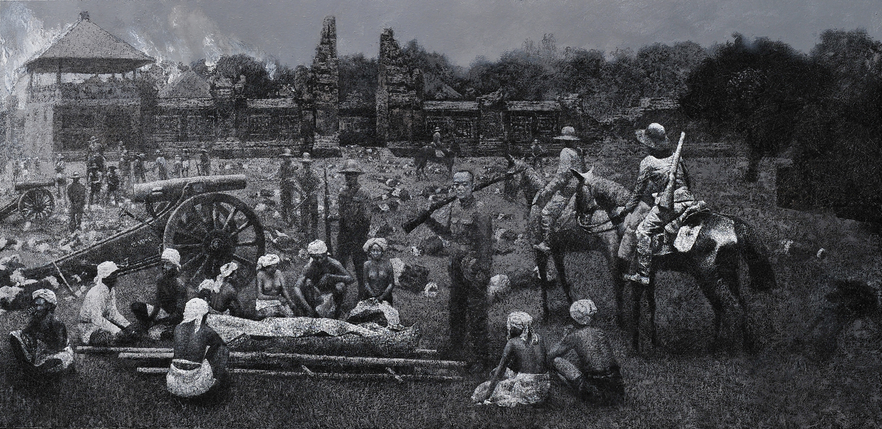 Puputan Badung_The Fall of Badung Kingdom 1906 2015 Oil on canvas 190x390cm