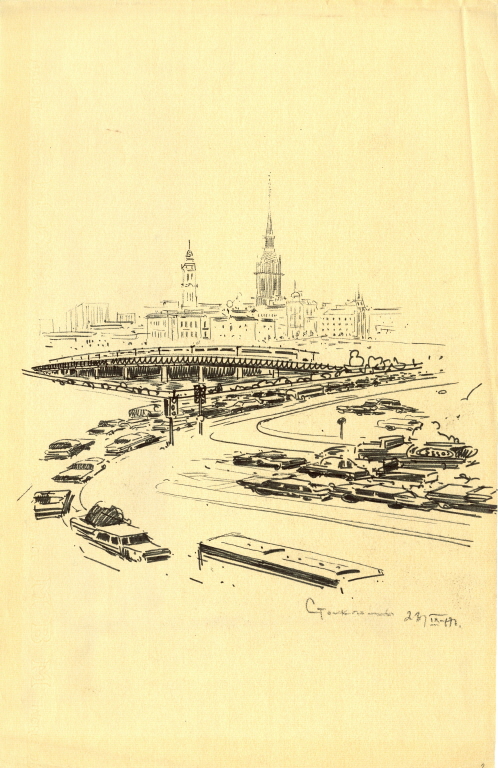 Stockholm (Sketch), 1967, Marker pen on paper, 50×32cm