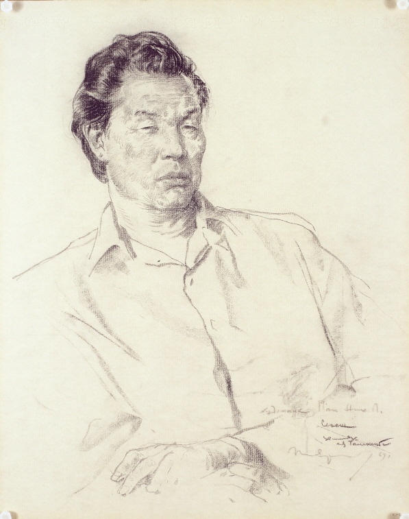 Artist Nicolai Park (Park Sung-ryong) from Tashkent, 1969, Charcoal on paper, 63.5×50cm
