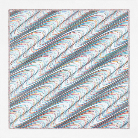 Curving Paths 021, 2019, Colored pencil on canvas, 64x64cm