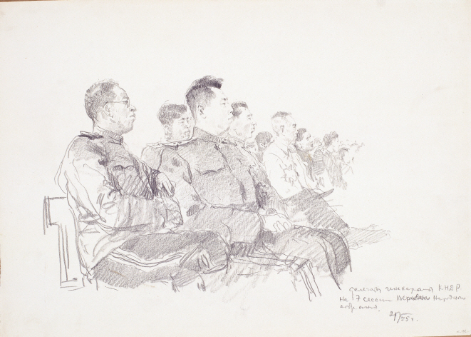 Delegates, 1954, Pencil on paper, 28.8×40.5cm