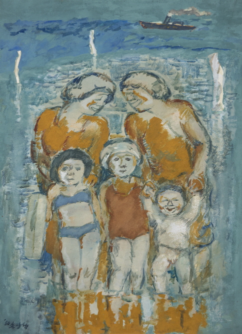 Family Summer Holiday, 1986, Watercolor on paper, 73x54cm