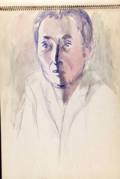 Woosung (又誠) Kim Chong Yung (金鍾瑛, 1915~1982), Self-portrait, 1968, watercolor and pencil on paper, 38x53cm ⓒKim Chong Yung Museum