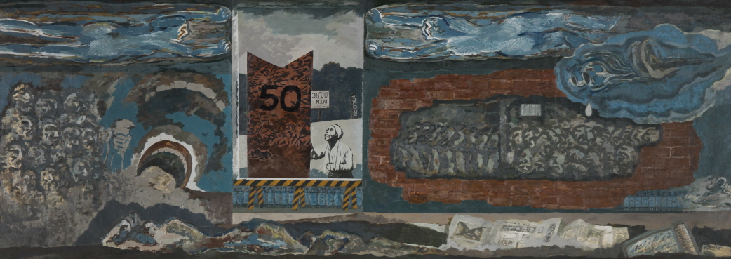 Looking Through History - 6.25, 1990, Oil on canvas, 137x384cm