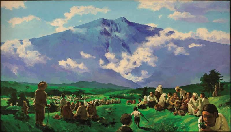 The People on the Foot of Mt. Halla, 1992, Acrylic on canvas, 112x193.7cm