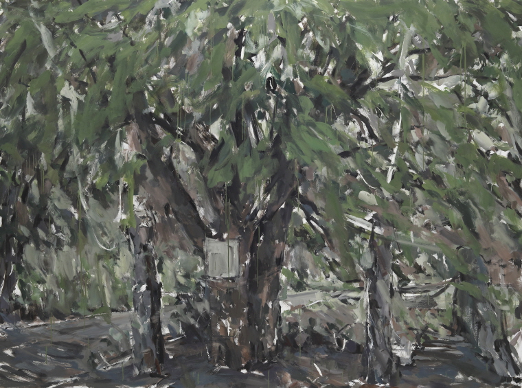 Tutelary Spirit Tree and Stone Totem Poles, 2020, Oil on canvas, 194x259cm PhotoⓒLim Jang Hwal