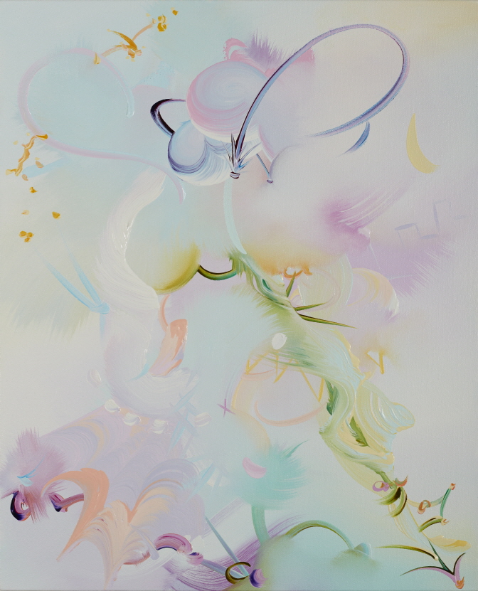 Fiona Rae, The wat\\\'ry glass, 2018, Oil on canvas, 61x49.5cm