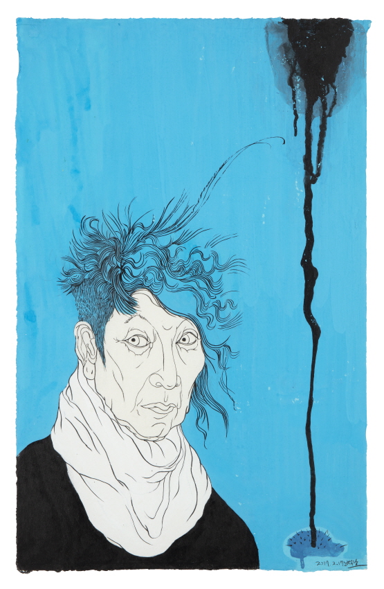 Self-Portrait, 2017, Color pigment on Hanji, 75x47cm