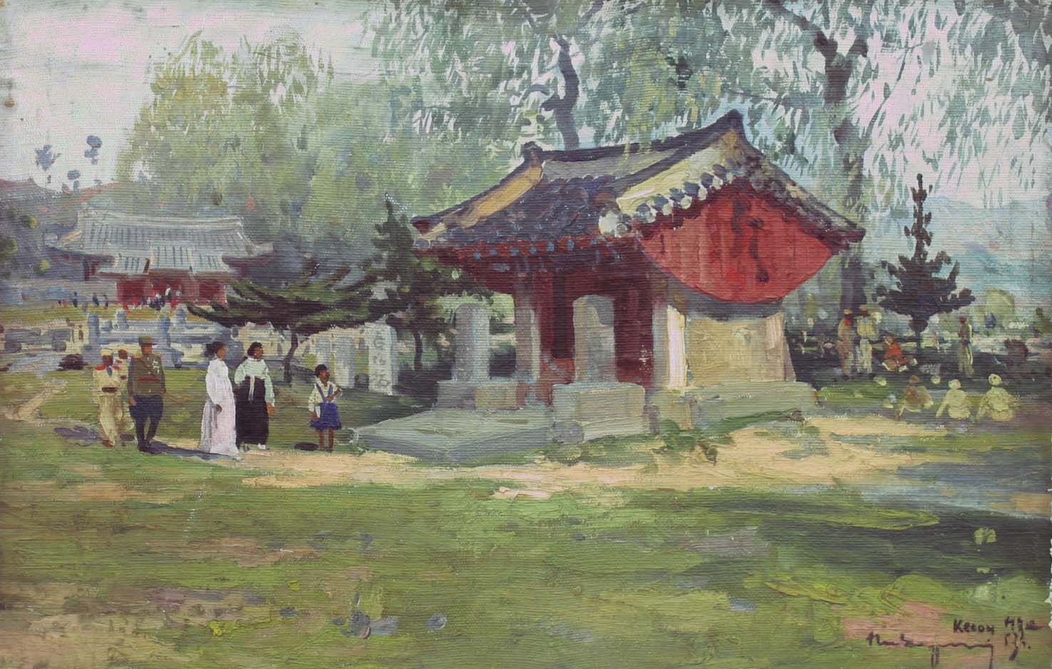 Seonjukgyo, Kaesong, North Korea, 1953, Oil on canvas, 36×55cm