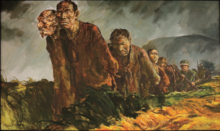 The 'Prisoners' of the Punitive Force, 1992, Acrylic on canvas, 97x162cm