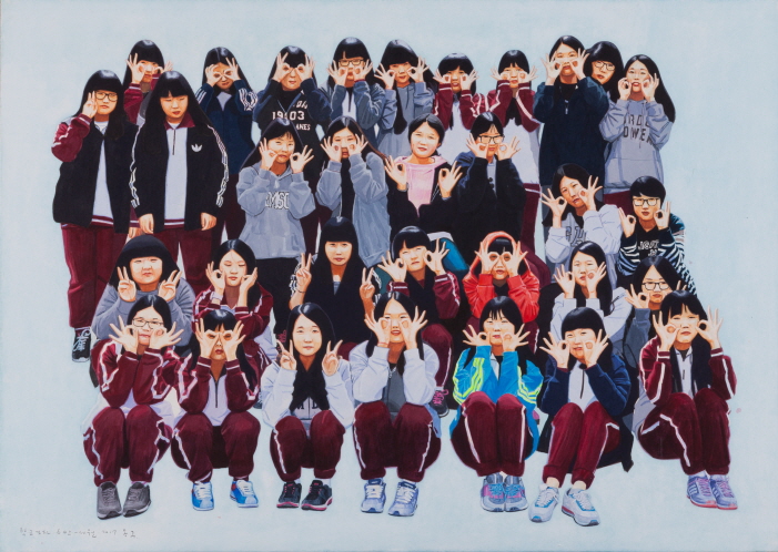 Let's Go to School, Class 6 - Sewol, 2017, Acrylic on Hanji, 65x91cm