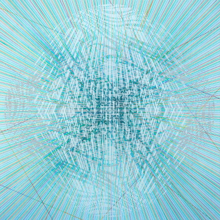 Cohesive Sphere 0030, 2019, Colored pencil, Acrylic on canvas, 64x64cm