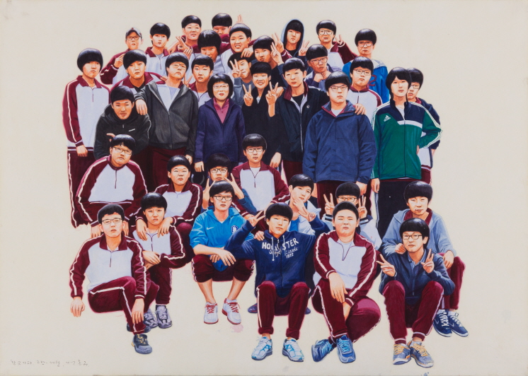 Let's Go to School, Class 2 - Sewol, 2017, Acrylic on Hanji, 65x91cm