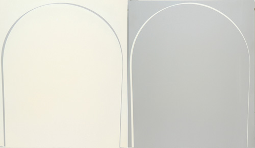 Ian DAVENPORT Poured Reversal Painting : white, grey