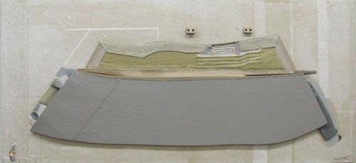 Choong Sup, LIM Scape-Mountain 2009 Canvas, acrylic, rice paper, U.V.L.S gel 30x60 inch