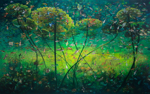 Heo Suyoung   Aquarium& pondfish  2011  Oil on canvas   210x338cm