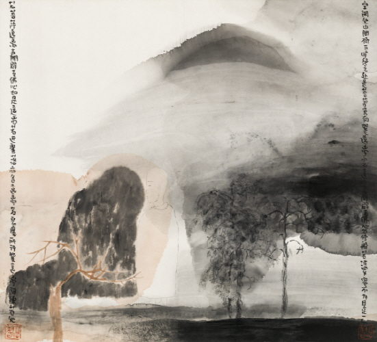 寂, 1988, Ink and color on paper, 61.4x68.2cm